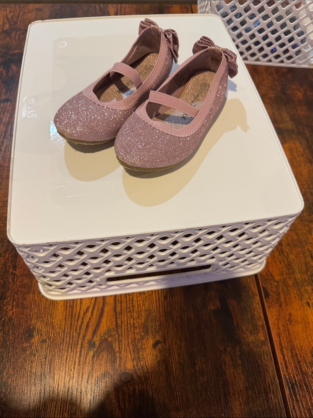 Sparkly Pink Mary Jane Flats with Bow for Girls